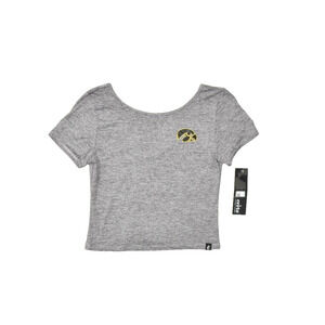 Certo Iowa Hawkeyes Gray Scoop Neck Cropped T-Shirt Short Sleeve Size S NEW